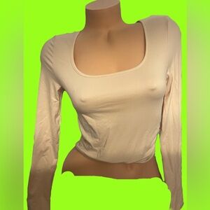 SHEIN Cream Long Sleeve Blouse